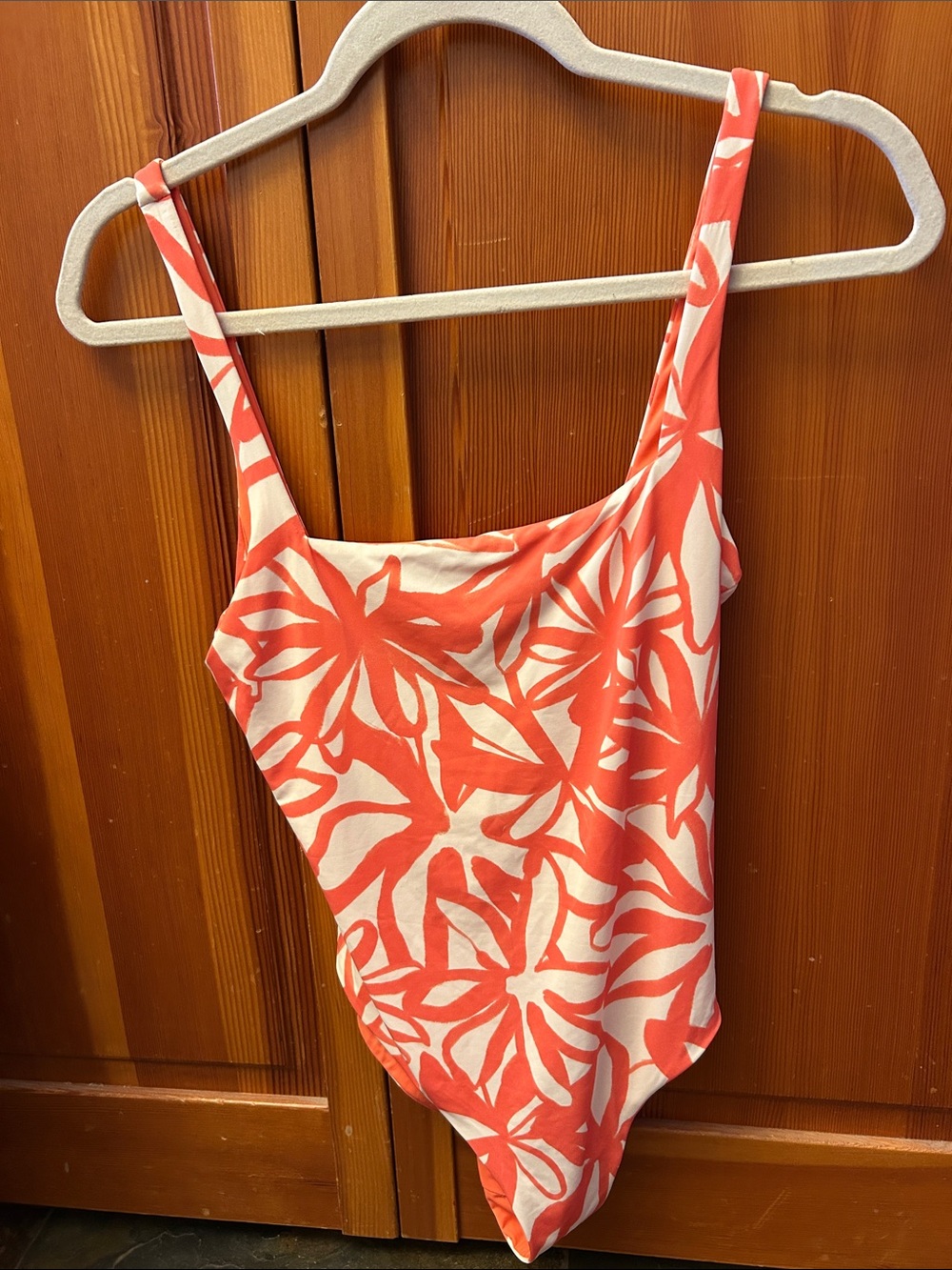 Coral Floral One-Piece Reversible Swimsuit Women.